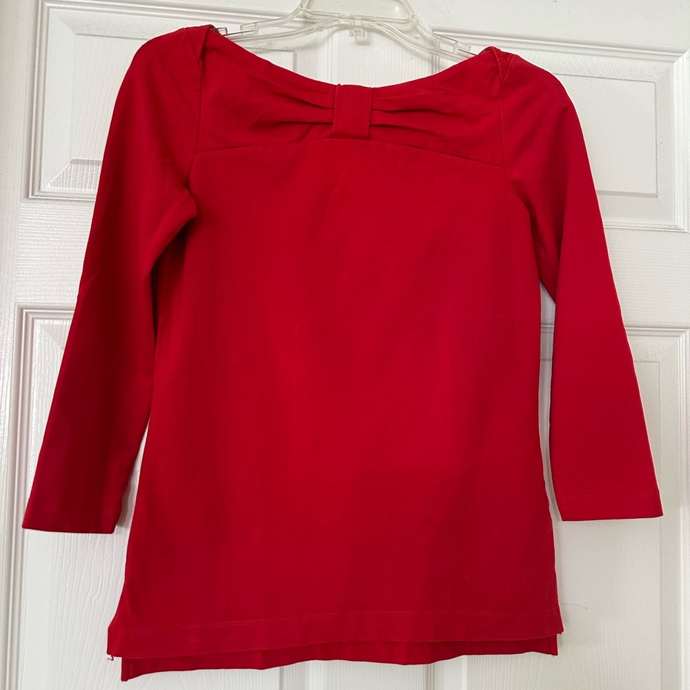 Kate Spade Red Long Sleeve Top with Bow Detail